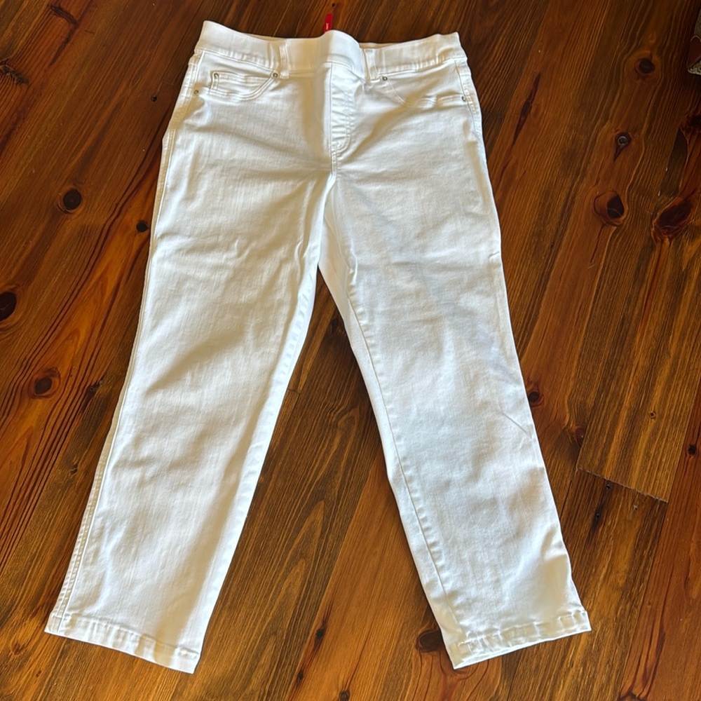 Spanx White Denim Straight leg Jeans Sz XL Petite 20354Q